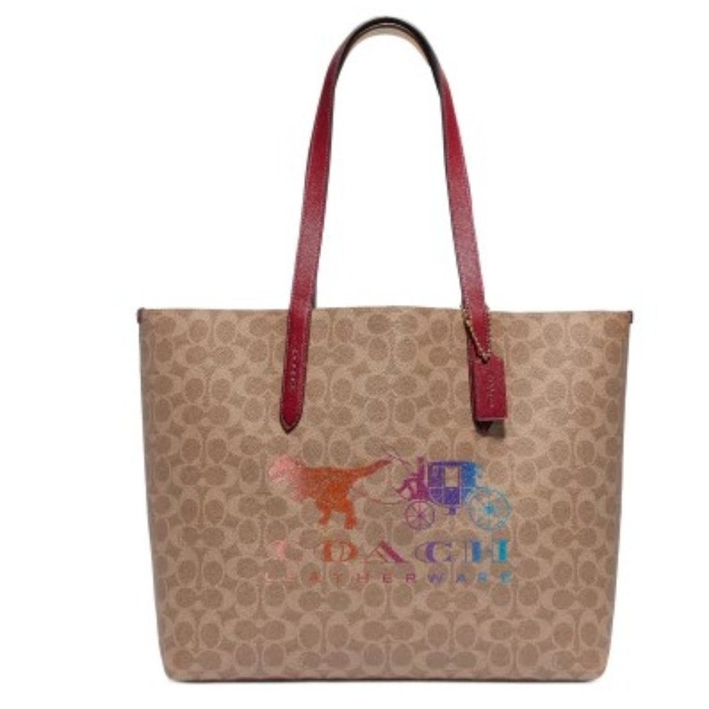 Limited Edition Coach Signature Rexy Carriage Print Highline Tote Rainbow Rare